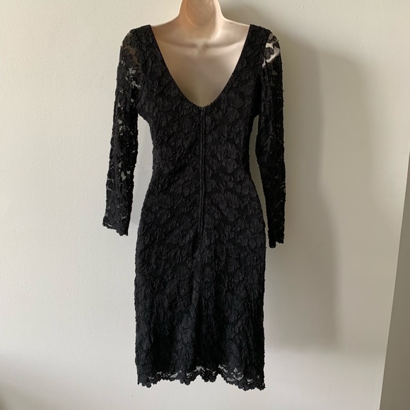 Vintage black lace sheath cocktail wedding dress (eee) - Picture 4 of 5
